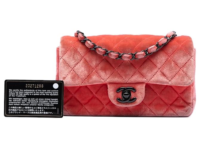 Chanel Orange Mini Rectangular Classic Velvet Single Flap Arancione Pesca - vista 6