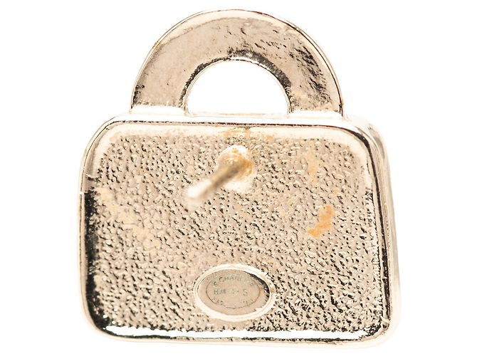 Orecchini Chanel Gold CC Ottone Resina Strass Top Handle Bag Push Back D'oro - vista 3
