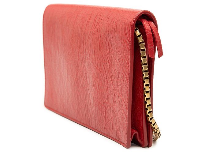 Portafoglio con catena Balenciaga Red Chevre Motocross Metallic Edge - vista 2