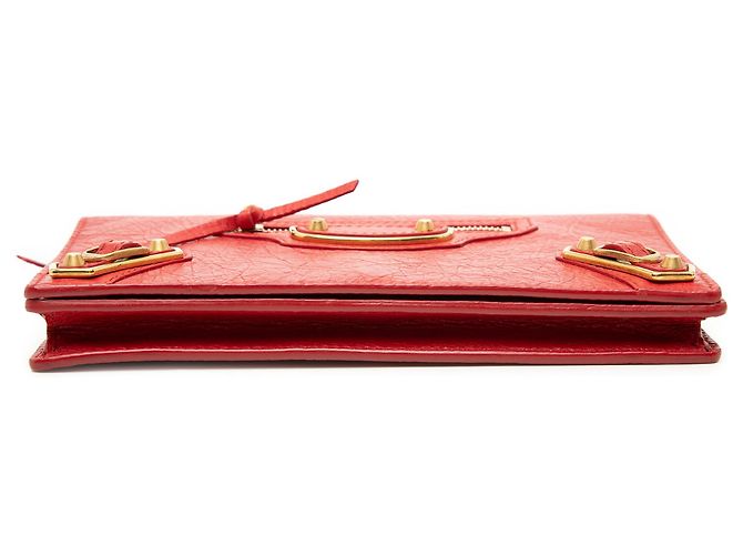 Portafoglio con catena Balenciaga Red Chevre Motocross Metallic Edge - vista 3