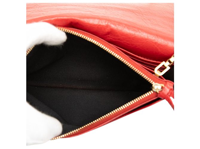 Portafoglio con catena Balenciaga Red Chevre Motocross Metallic Edge - vista 4
