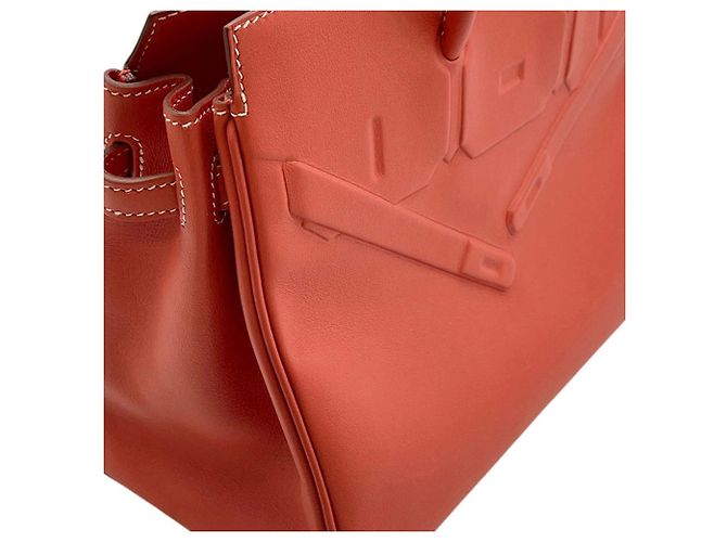 Hermès Orange Swift Birkin Shadow Retourne 25 Rosso Arancione - vista 7