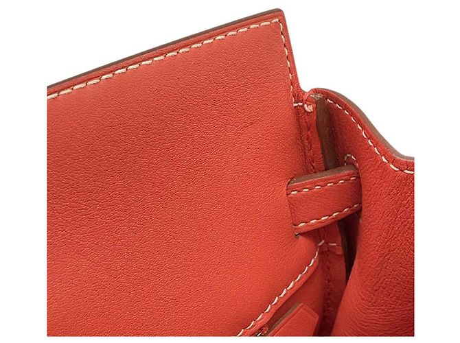 Hermès Orange Swift Birkin Shadow Retourne 25 Rosso Arancione - vista 8