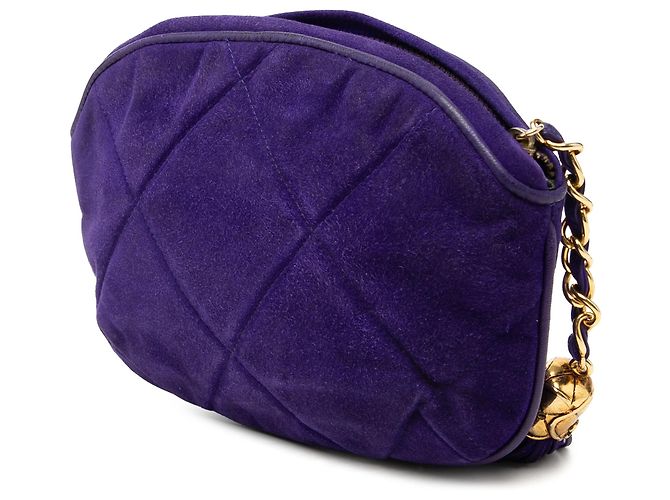 Clutch in scamosciato Chanel Blue CC con nappa - vista 2