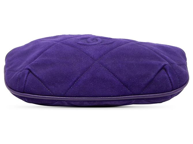 Clutch in scamosciato Chanel Blue CC con nappa - vista 3