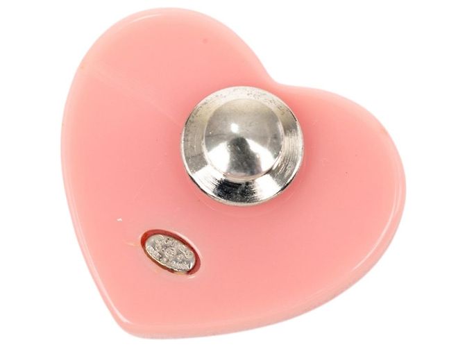 Spilla Cuore in Resina CC Rosa Chanel - vista 2