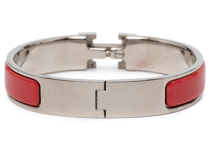 Bracciale Hermès Clic H in smalto rosso stretto PM - vista 3