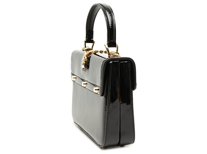 Gucci Black Mini Patent Sylvie 1969 Top Handle Bag - view 2