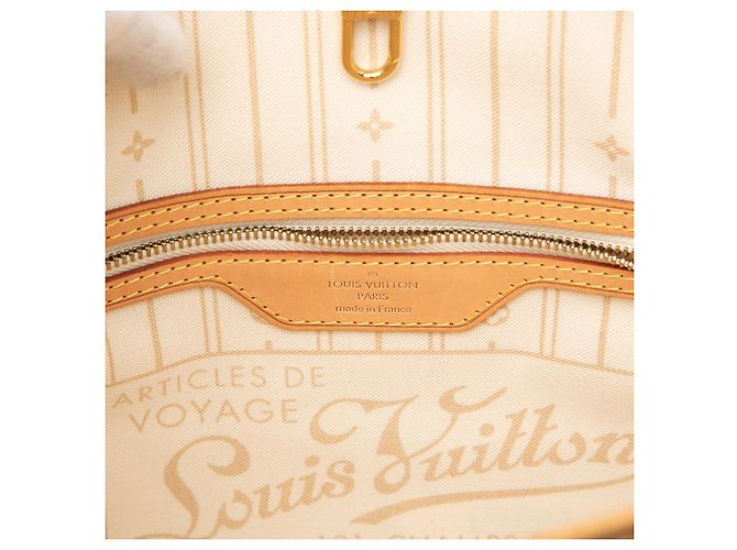 Louis Vuitton White Damier Azur Neverfull PM Bianco - vista 5