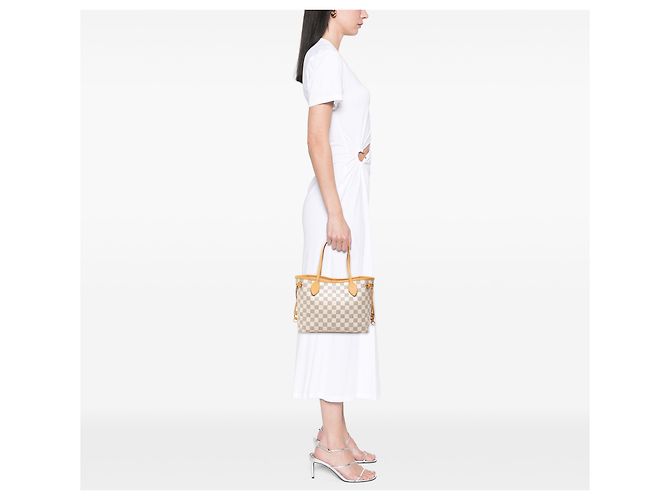 Louis Vuitton White Damier Azur Neverfull PM Bianco - vista 7