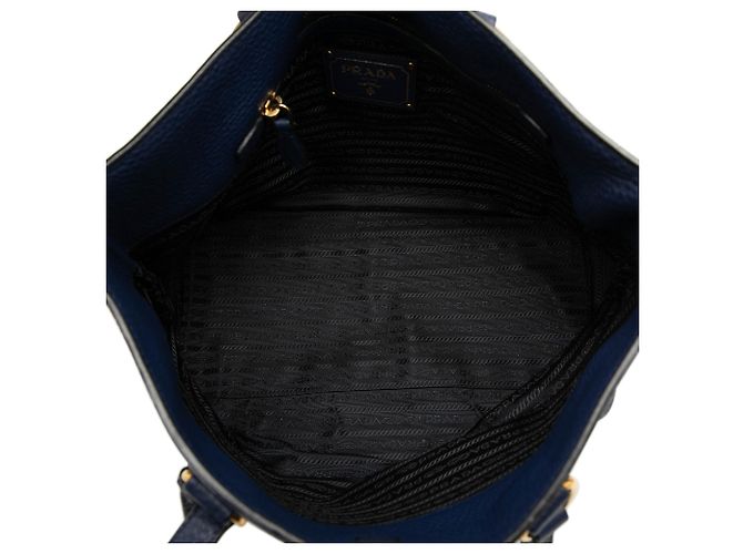 Tote Prada Blue Vitello Daino Canapa Logo Blu navy - vista 4