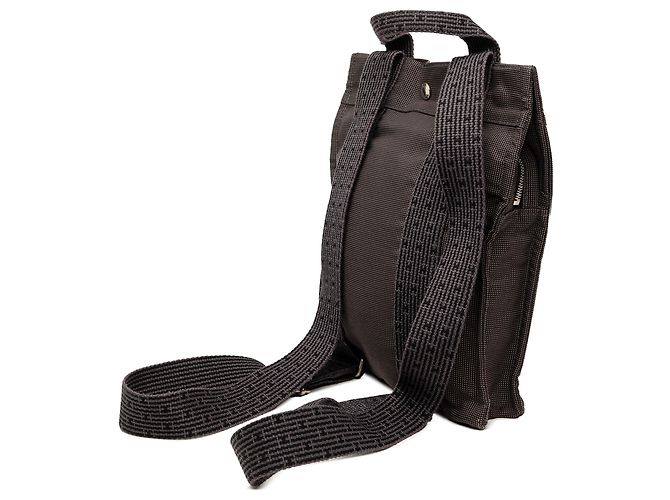 Hermès Gray Canvas Herline Backpack PM Brown - view 2