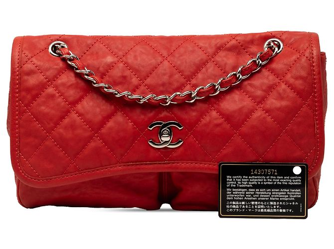 Chanel Red Medium Grained Calfskin Natural Beauty Flap - view 8