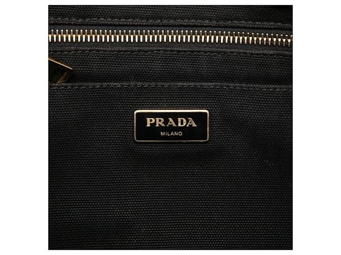 Borsa Prada Black Canvas Canapa Logo Nero - vista 5
