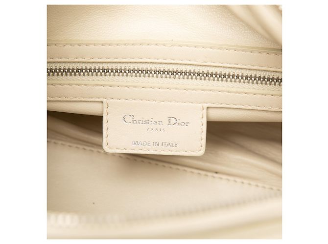 Borsa satchel Cannage Delices in agnello marrone Dior Beige - vista 5