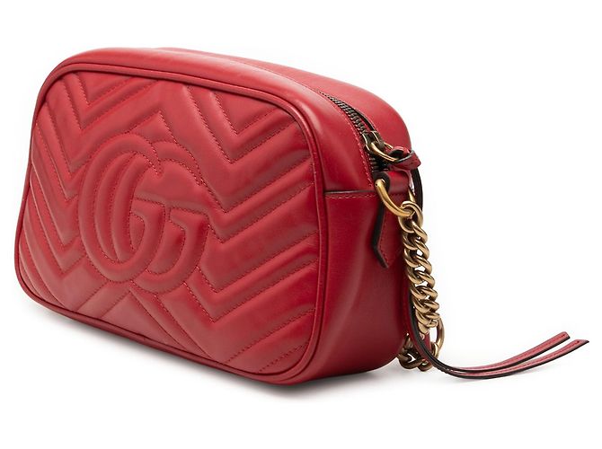 Gucci Red Small GG Marmont Matelasse Leder Umhängetasche Rot - Ansicht 2