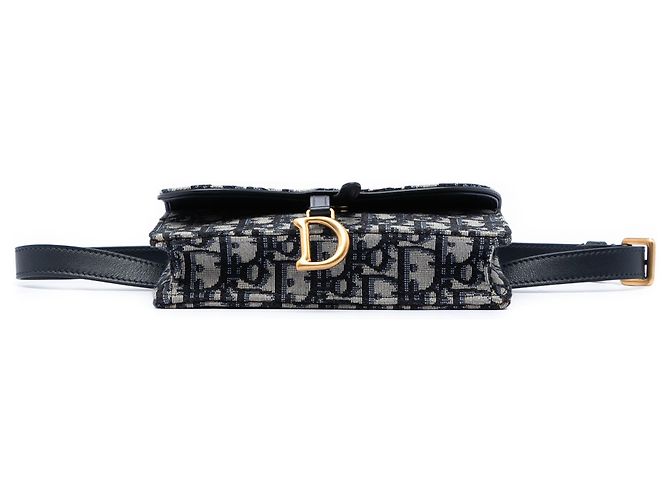 Dior Saddle Gürteltasche aus blauem Oblique Canvas Marineblau - Ansicht 3