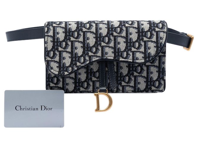 Dior Saddle Gürteltasche aus blauem Oblique Canvas Marineblau - Ansicht 7