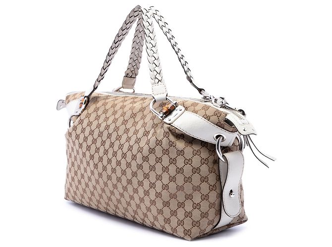 Tote Gucci Beige Medium GG Canvas Bamboo Bar - vista 2