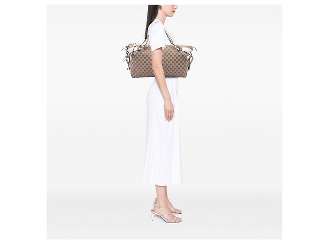 Tote Gucci Beige Medium GG Canvas Bamboo Bar - vista 6