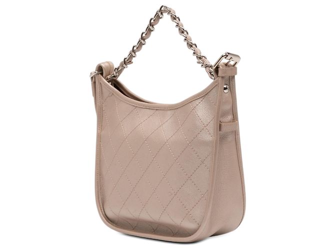 Chanel Pink Small Quilted Metallic Calfskin Jungle Stroll Hobo Rosa - vista 2