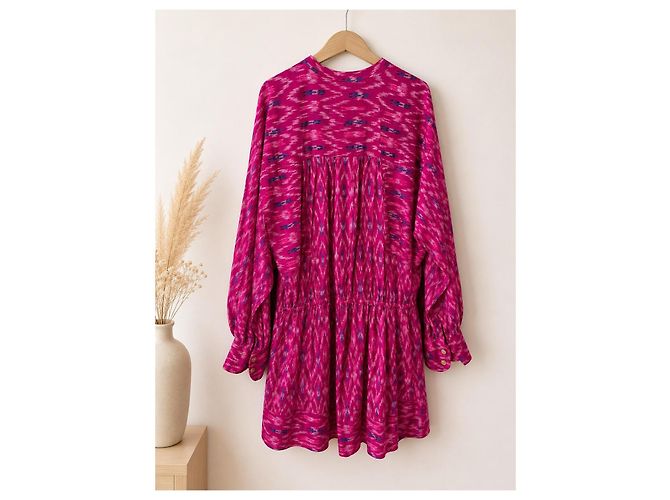 Isabel Marant Vestido Largo Estampado Abstracto Rosa y Azul Multicolor - vista 2