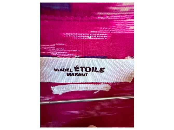 Isabel Marant Vestido Largo Estampado Abstracto Rosa y Azul Multicolor - vista 3