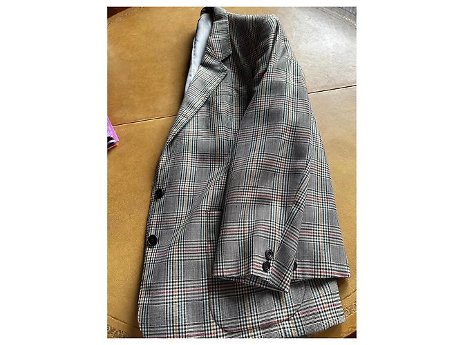 Terno DAKS Signature padrão Prince de Galles Vermelho Multicor Verde Cinza Fora de branco Cinza antracite - vista 17