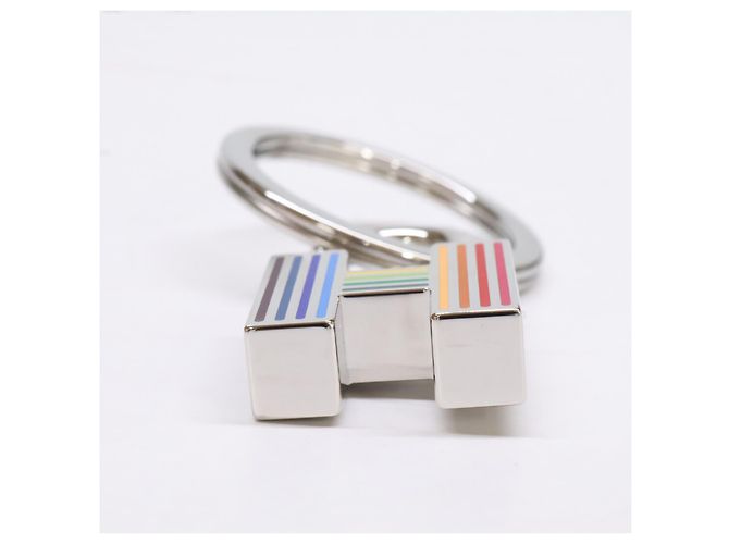 Ring Hermès Hermes H077309FP Quiz Rainbow H-Motif Lucchetto Portachiavi Argento - vista 3