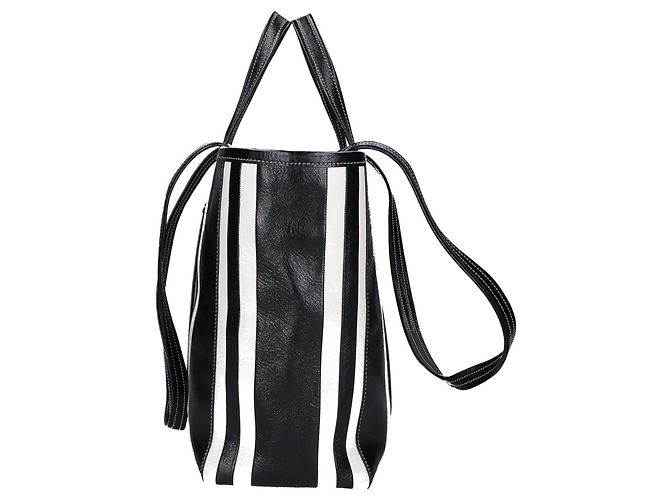 Balenciaga 671409 Barbes Medium Shopper Bag Nero Bianco - vista 2