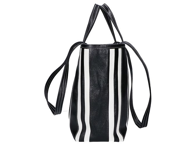 Balenciaga 671409 Barbes Medium Shopper Bag Nero Bianco - vista 4