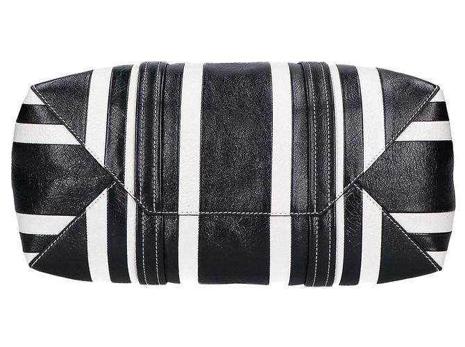 Balenciaga 671409 Barbes Medium Shopper Bag Nero Bianco - vista 5