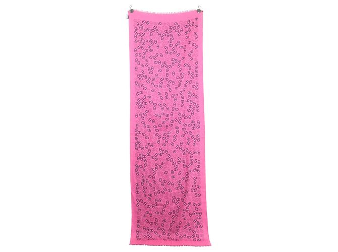 Stola in cashmere e seta Hermès Chaine d'Ancre Nero Rosa - vista 2