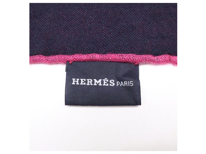 Stola in cashmere e seta Hermès Chaine d'Ancre Nero Rosa - vista 4