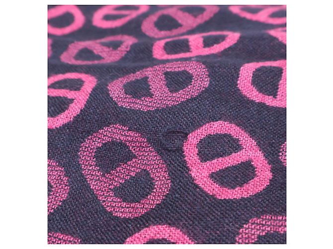 Stola in cashmere e seta Hermès Chaine d'Ancre Nero Rosa - vista 6