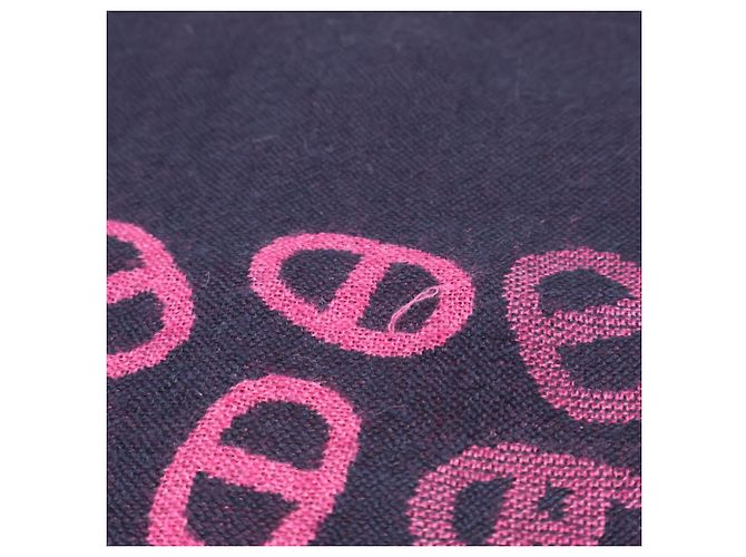 Stola in cashmere e seta Hermès Chaine d'Ancre Nero Rosa - vista 7