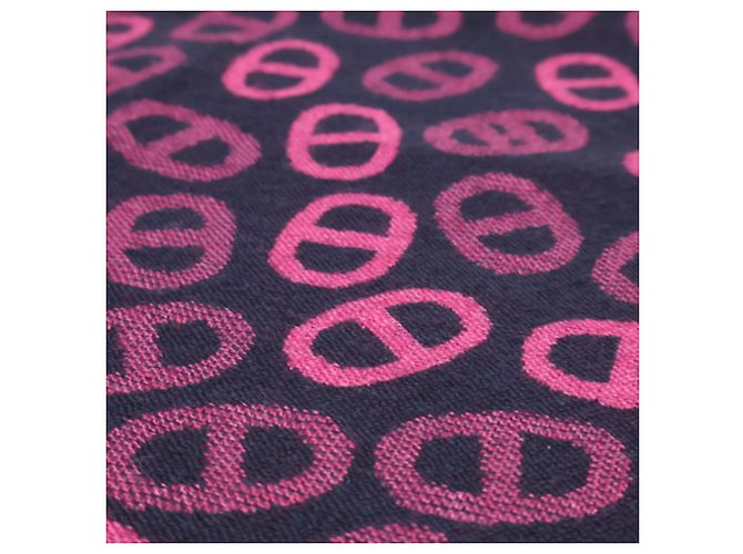 Stola in cashmere e seta Hermès Chaine d'Ancre Nero Rosa - vista 8