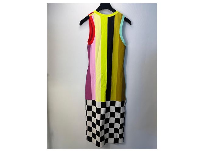 Autre Marque Christopher John Rogers Strickkleid mehrfarbig gestreift und kariert Schwarz Weiß Mehrfarben - Ansicht 4