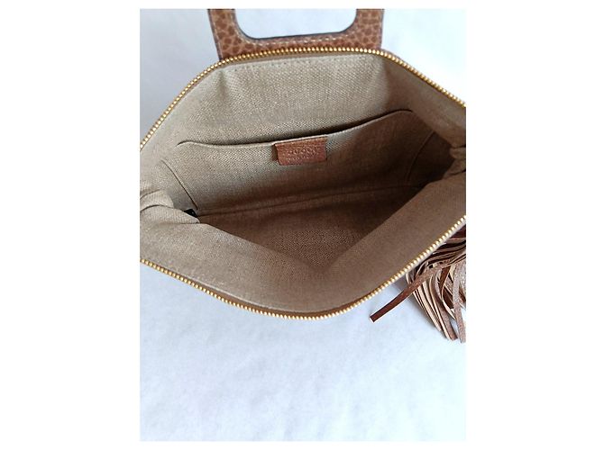 Gucci Bamboo Pochette in pelle marrone - vista 5