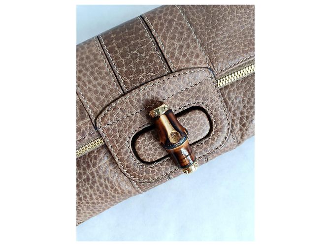 Gucci Bamboo Pochette in pelle marrone - vista 8
