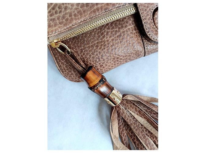 Gucci Bamboo Pochette in pelle marrone - vista 9