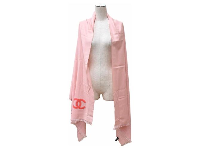 Stola Chanel 23C in misto cashmere e seta rosa - vista 5