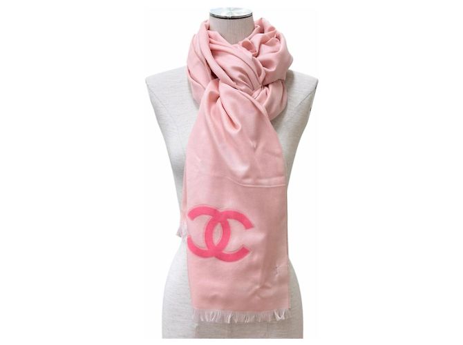 Stola Chanel 23C in misto cashmere e seta rosa - vista 8