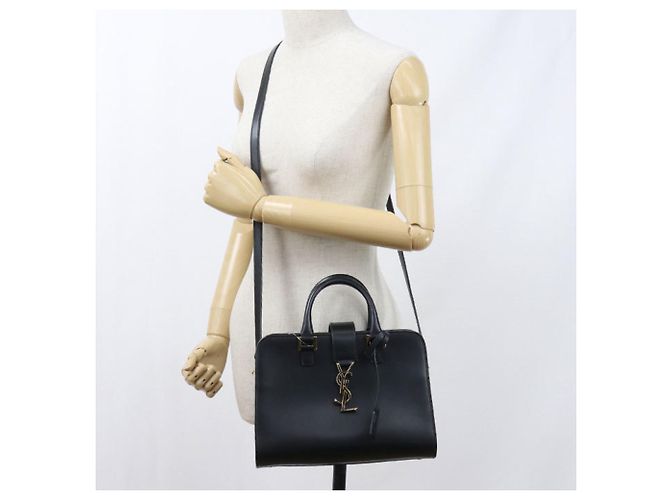 Borsa a mano in pelle nera Saint Laurent Nero - vista 8