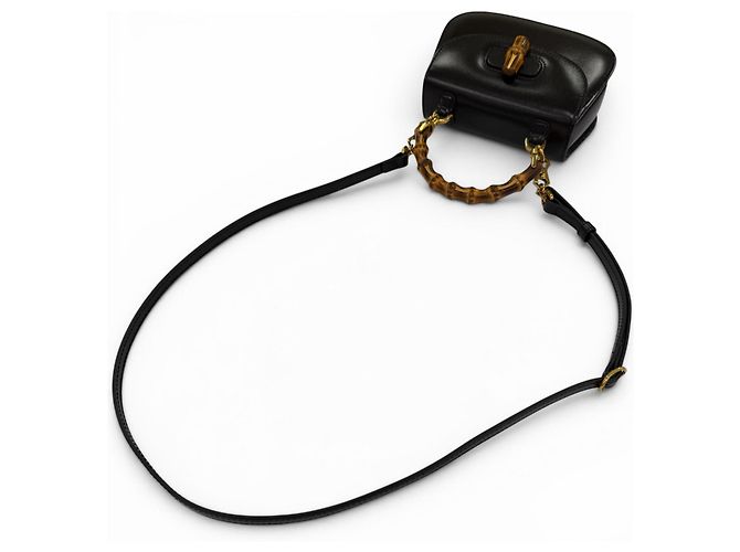 Mini borsa Gucci Bamboo 1947 Nero - vista 4