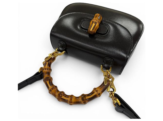 Mini borsa Gucci Bamboo 1947 Nero - vista 5