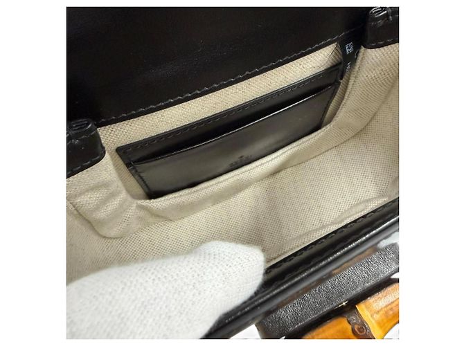 Mini borsa Gucci Bamboo 1947 Nero - vista 7