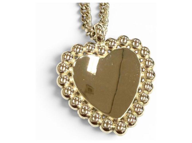 CHANEL B25 Coco Mark Pearl Heart Pendant Necklace Nero Bianco - vista 3