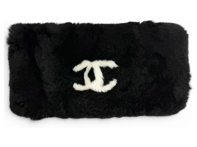 Chanel Coco Mark Lapin Pelzarmreif Schwarz Weiß - Ansicht 4