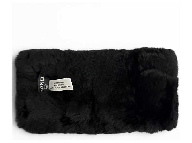 Chanel Coco Mark Lapin Pelzarmreif Schwarz Weiß - Ansicht 5